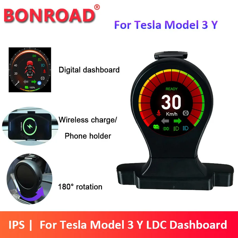 Цифровой смарт-датчик Bonroad HUD-дисплей для приборной панели Tesla Model 3 Y LDC со