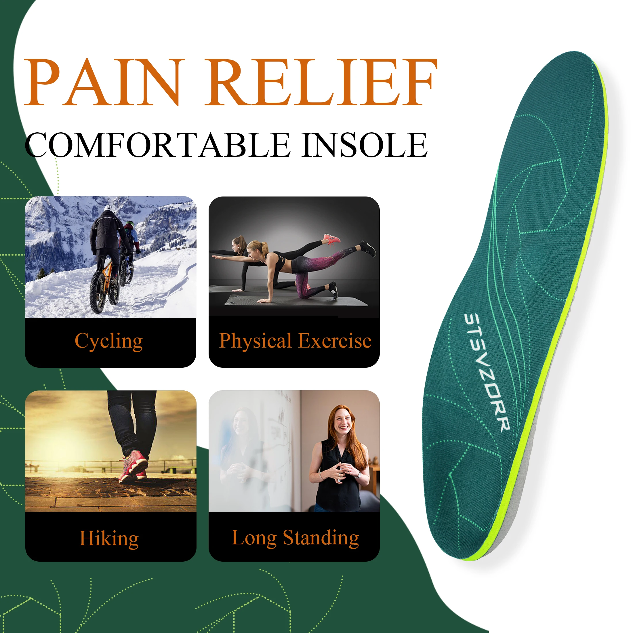 Plantar Fasciitis Pain Relief Orthopedic Insoles Men Flat Feet Arch Support,Women Heel Orthotics Insoles Sneakers Shoe Inserts