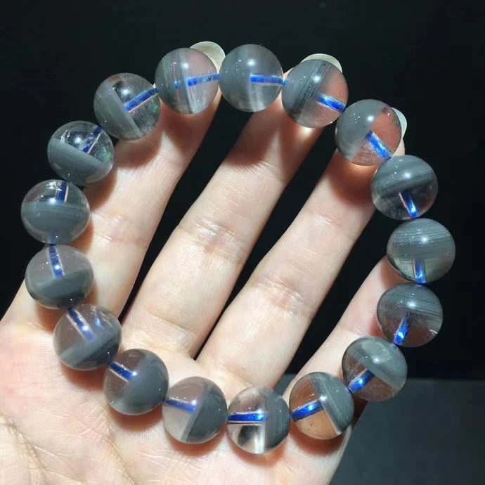

Natural Blue Phantom Quartz Clear Round Beads Bracelet Women Men 12mm Rare Crystal Blue Phantom Jewelry Clear Stretch AAAAAA