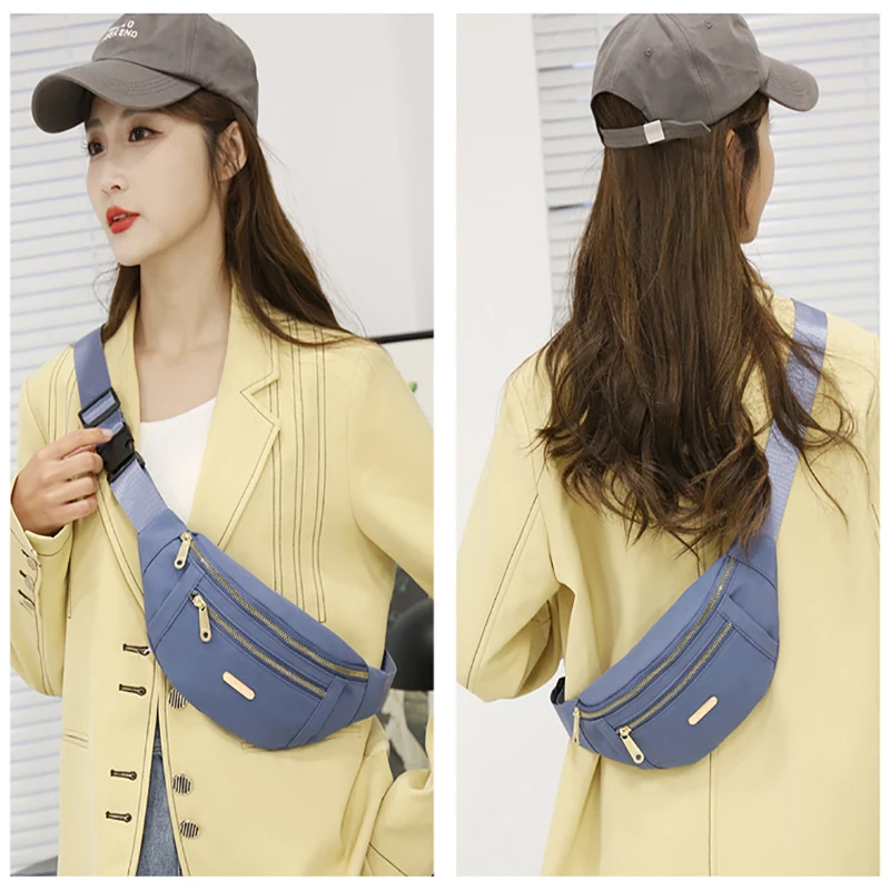 Commuter Fanny Pack Leisure Oxford Waist Bags for Ladies Casual Chest Bag Adjustable Phone Pouch Travel Bag Zipper Handbag
