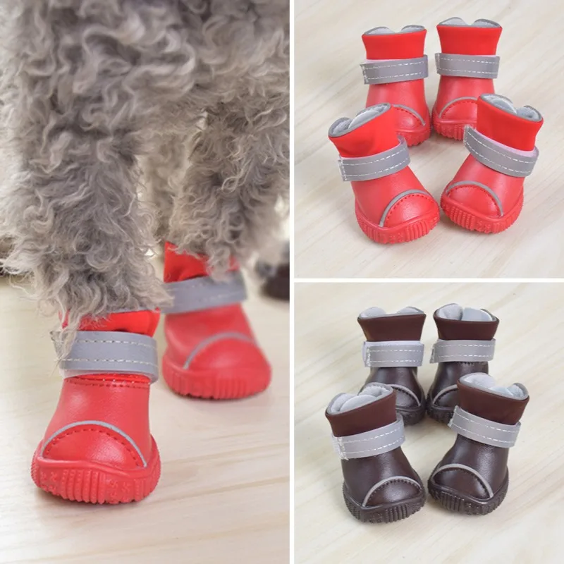 

4pcs/Set Waterproof Dog Shoes Boots Anti-Slip For Small Medium York Dogs Cats Puppy Chihuahua Chiens Pet Accessories Rain Boots