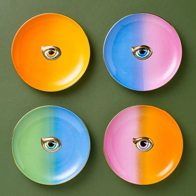 

Керамическая тарелка для хранения ювелирных изделий, органайзер для косметики, красочная тарелка для десертов, фруктов, закусок, Домашний Н...