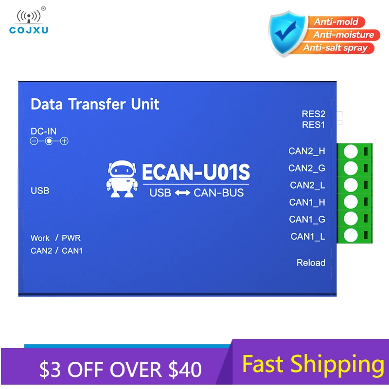 

Конвертер CAN в USB Анализатор шины CAN2.0 Отладчик CAN-BUS Двунаправленный 2-сторонний приемопередатчик COJXU ECAN-U01S Портативное реле