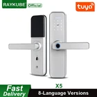 X5 биометрический отпечаток пальца безопасности интеллектуальный Tuya смарт WiFi приложение пароль электронный дверной замок встроенный восемь языков голоса