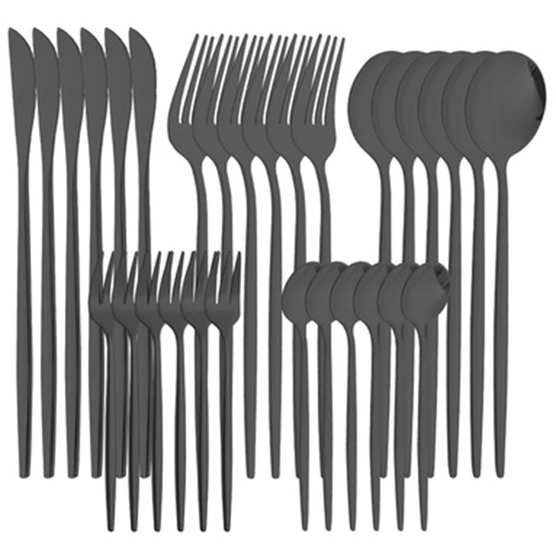

Western Cutlery Set Stainless Steel Cutlery Black Spoon Fork Knife Cutlery Full Set Of Household Cutlery
