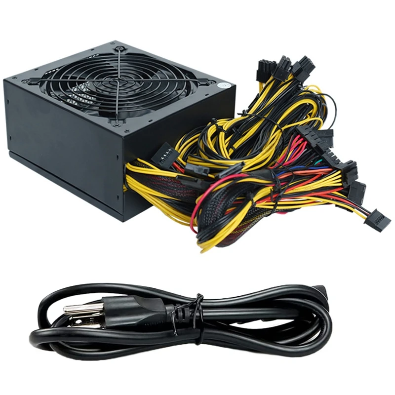 

2000W Mining Power Supply Support 8 GPUS GPU Mining Rig, For ETH Bitcoin Ethereum Miner With Power Cable US Plug