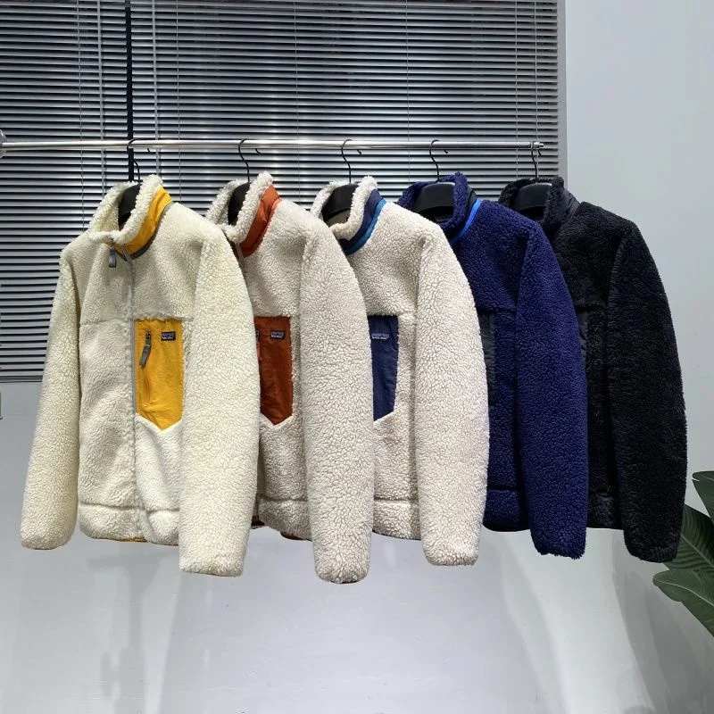 

Heavy Fleece Jacket Winter Couple Outdoor Warm Stand Collar Contrast Color Thickened Jacket Lambskin Sweater Coat High-quality