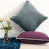 black grey decorative pillows soft velvet cushion cover large white piping pillow case 3050454550506060cm home decoration