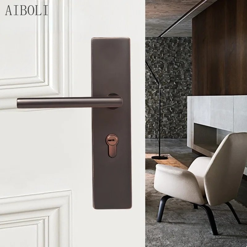

Zinc Alloy Silent Door Lock Modern Minimalist Household Handle Lock Indoor Bedroom Door Lock