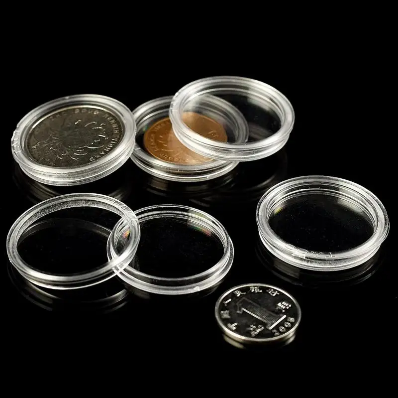 10/25pc 21-45mm Transparent Plastic coin capsules Coin Collecting Box Case for Coins Storage Capsules coin holder