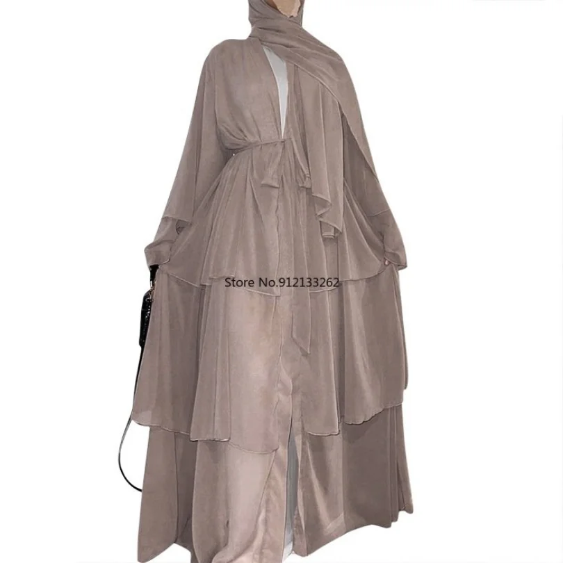 Abaya Dress Spring Summer Muslim Women Fashion Style Long Sleeve V-neck Polyester Long Abaya  Hijab Dress Muslim Dress Women