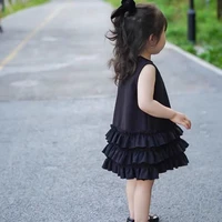 girls baby dress black dress children sleeveless dress tank top skirt kids summer cake lace princess dress