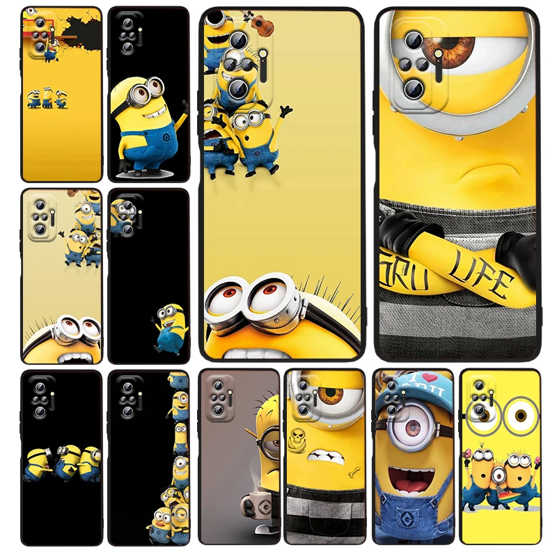 

Anime Movie Minions Cute Phone Case For Xiaomi Redmi Note 12 11E 11S 11 11T 10 10S 9 9T 9S 8T 8 Pro Plus 5G Black Funda