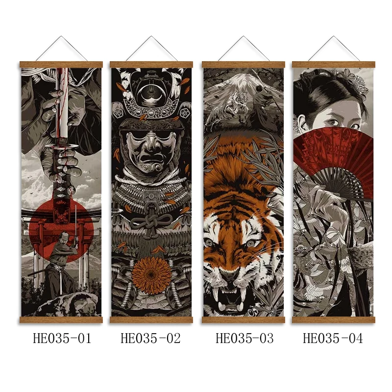 Японский самурай укийой тигр холст постер картины для гостиной домашний Декор