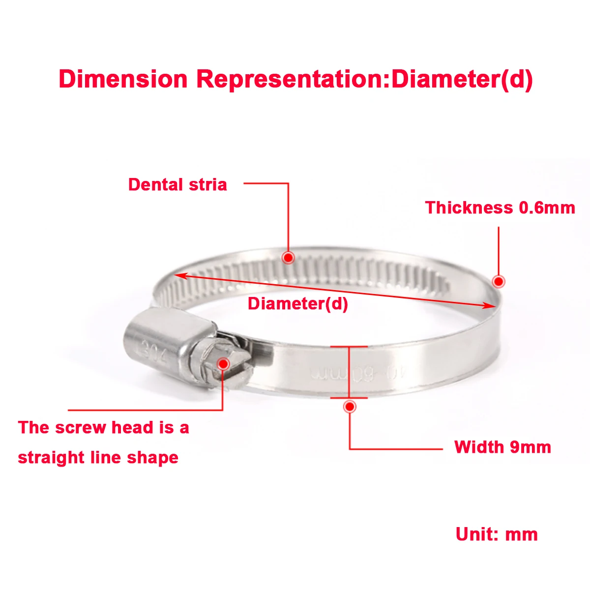 

304 Stainless Steel Oil / Water / Gas Pipe Fixing Clamp