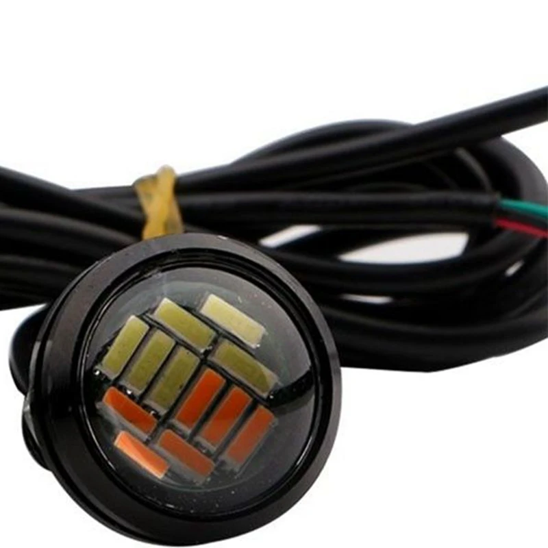 100 шт. 12 в 23 мм двухцветный Switchback 4014 Smd светодиодный Drl Eagle Eye дневные фонари заднего