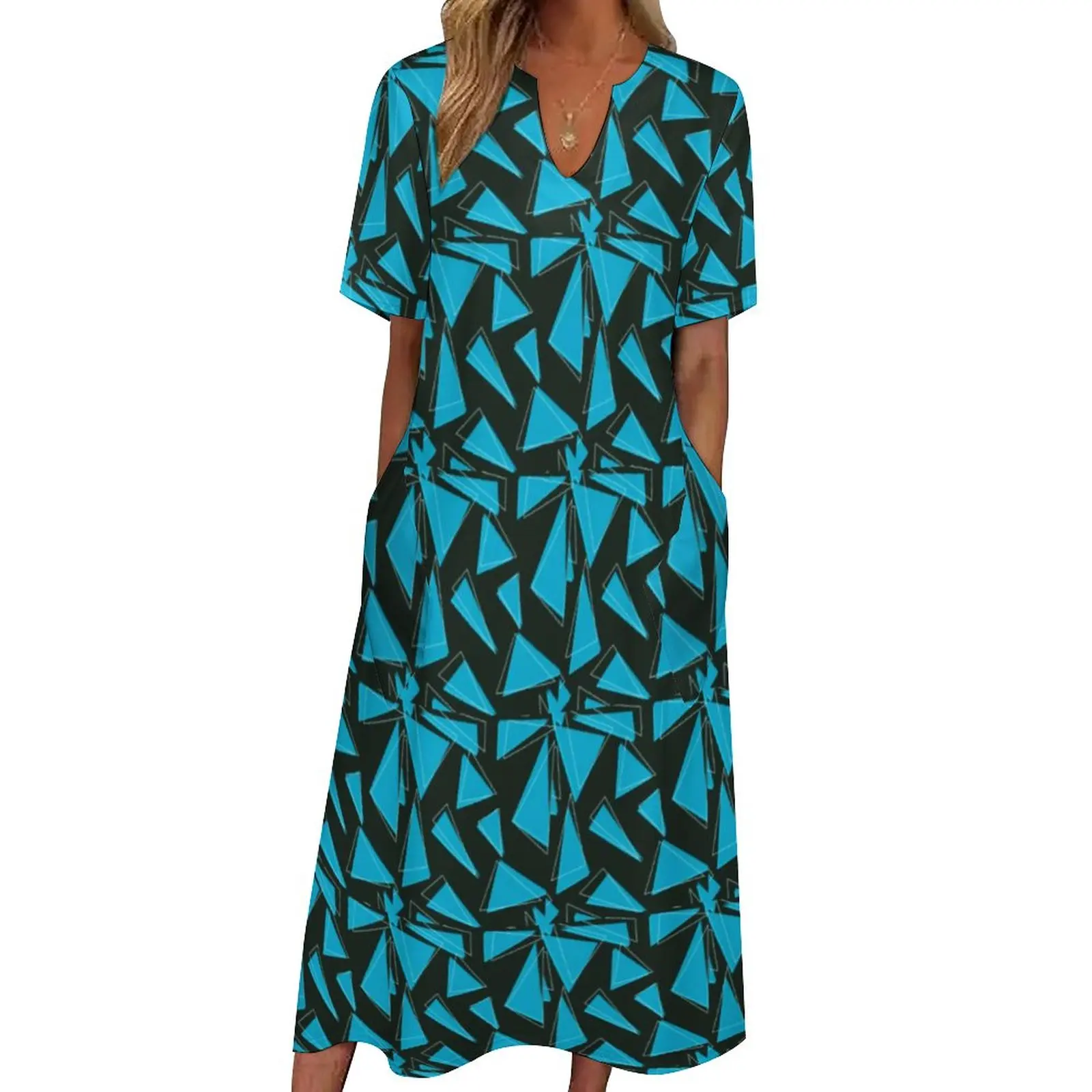 

Женское винтажное платье-макси с геометрическим принтом