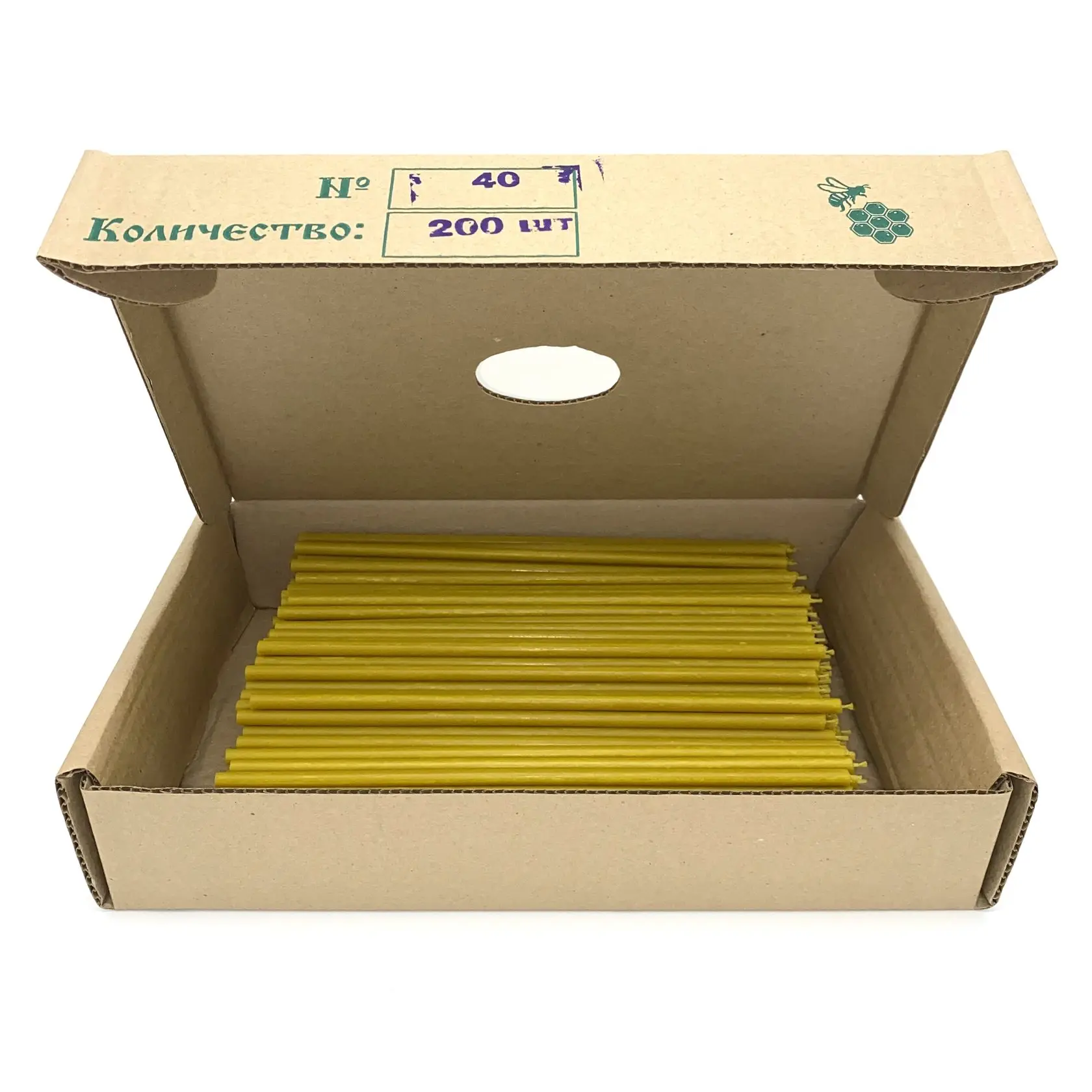 Свечи восковые 200 шт.двухчасовые православные станочные № 40 - 2 кг купить по