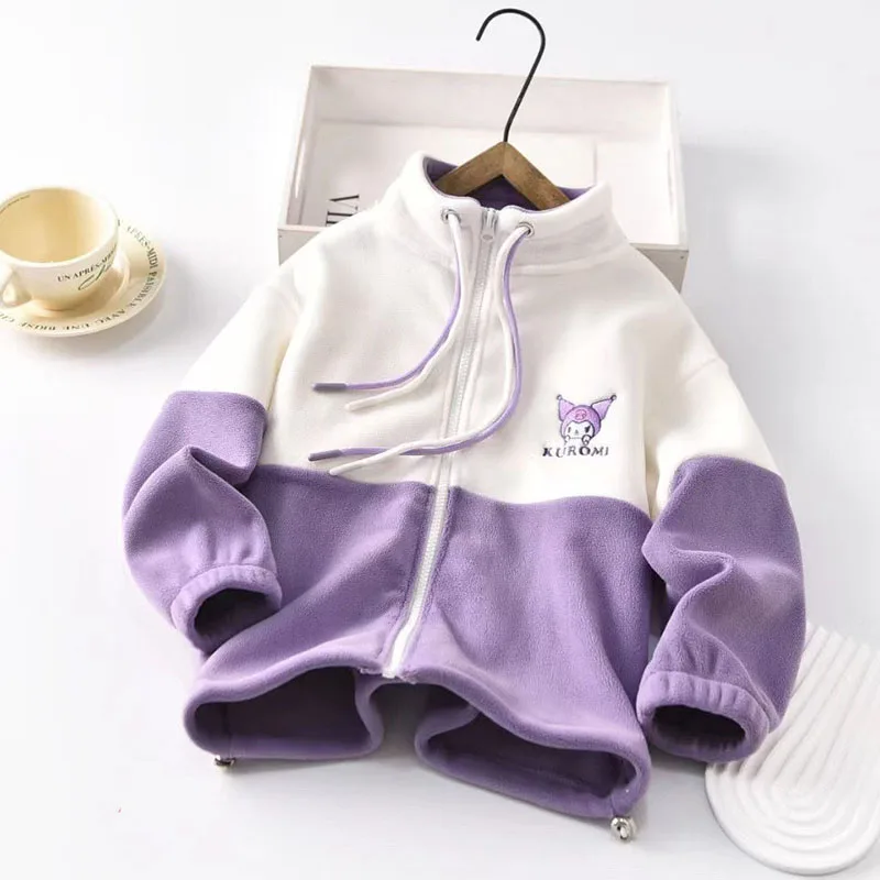 

Новое кавайное Детское пальто Sanrio аксессуары Kuromi Милая аниме одежда теплая верхняя одежда топы двусторонние флисовые Игрушки для девочек подарок