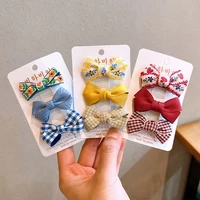 ncmama korean hair clip girls hair accessories for children kid floral printed small bowknot hairpin headwear decoration 5cm 3pc