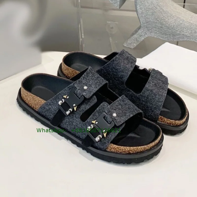 Round Toe Flat Bottom Slip-On Sandals Women'S Muller Slippers Thick-Soled Niche Fashion All-Match Casual Beach Sandals