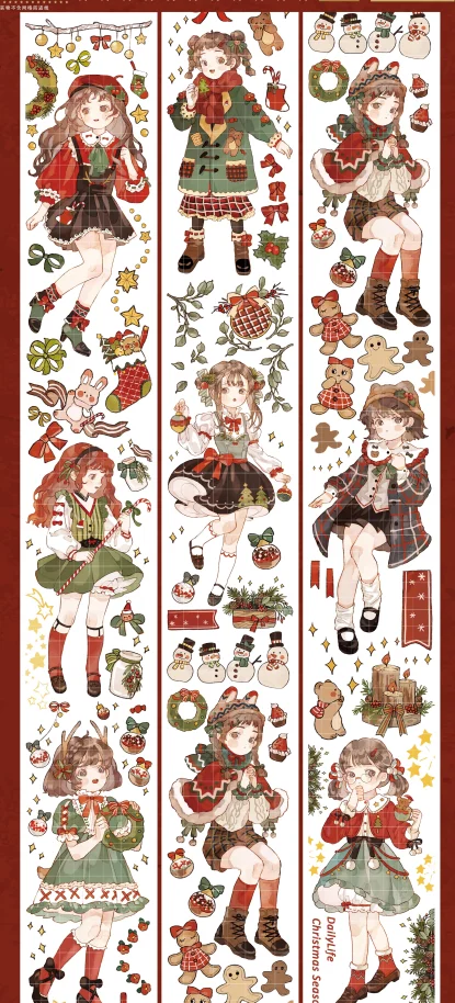 

1 Loop Cute Girl Anne Christmas PET Tape Journal Decorative Stickers