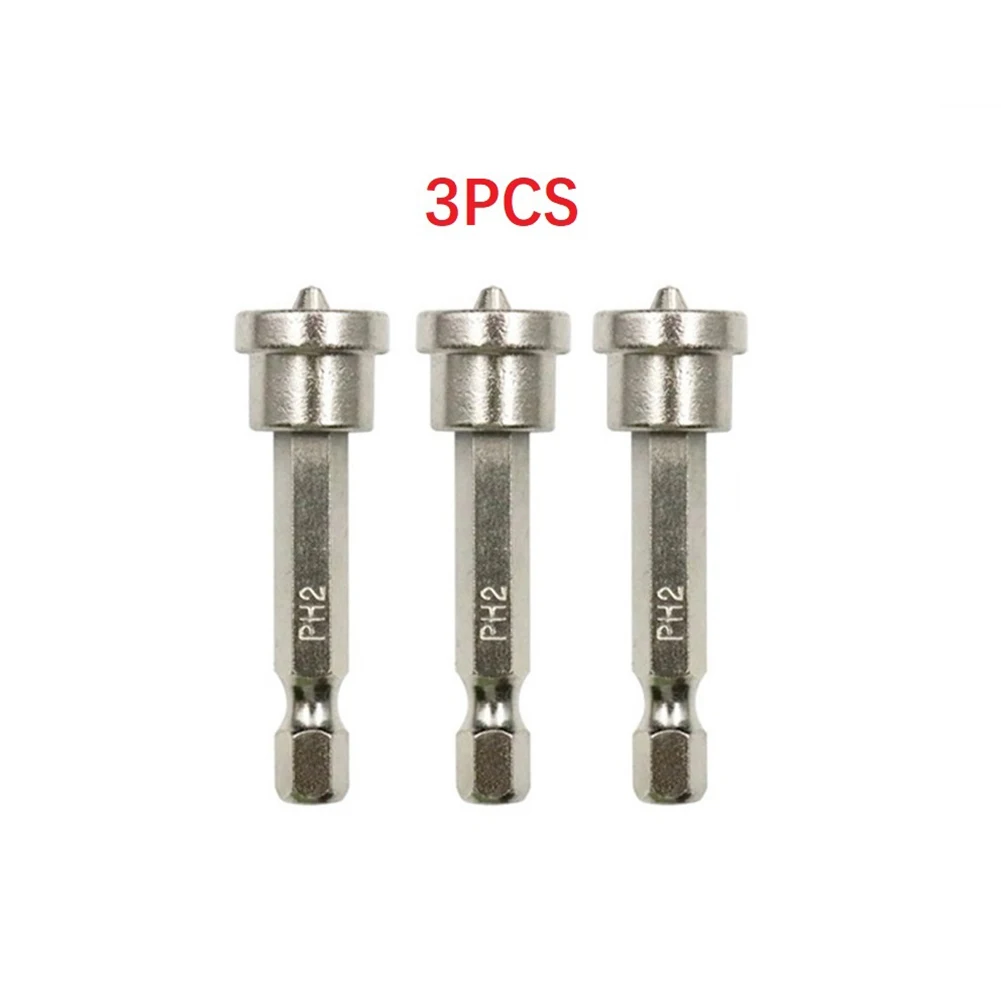 

3x Drywall Screwdriver Bit Magnetic Positioning Screwdriver Bit Head Woodworking Screw Hex Shank 25/50mm 6.35mm/1/4” Hexagon