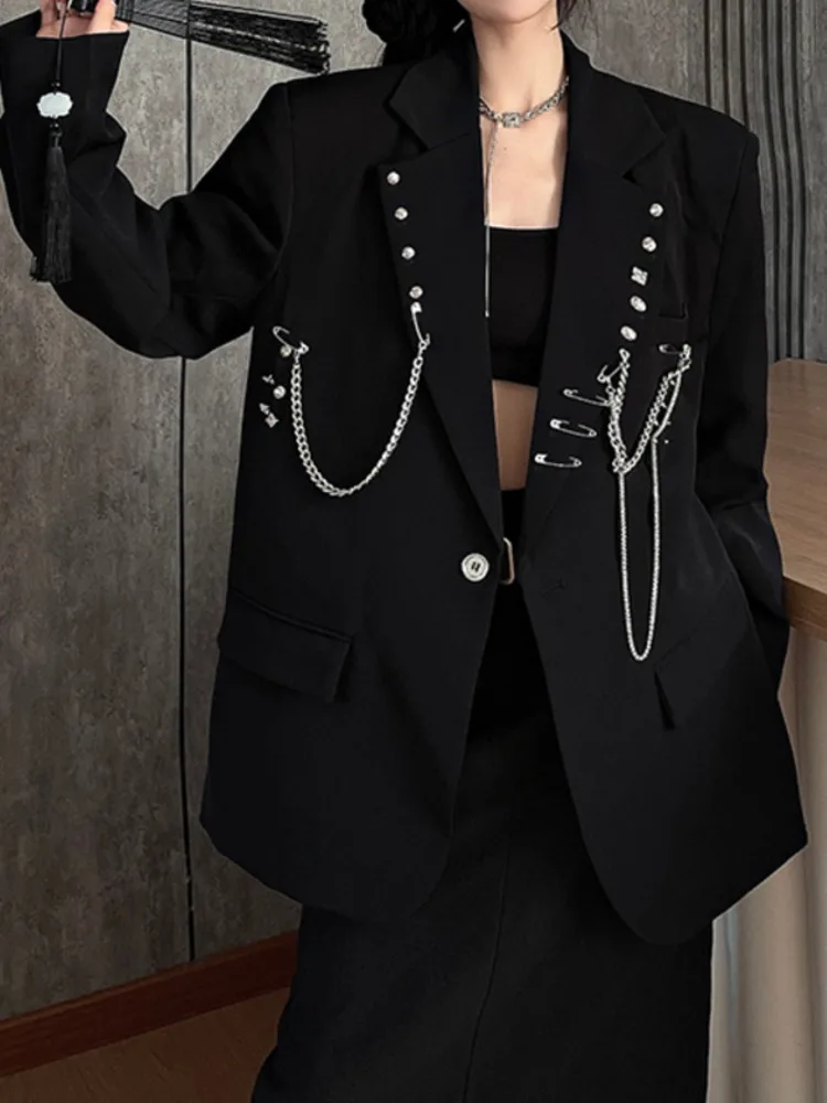 UCXQ уличная модная куртка в европейском стиле с шикарной цепочкой универсальный