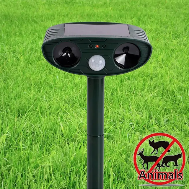 Solar Animal Repellant Ultrasonic Cat Dog Repellant Solar Powered Waterproof Animal Deterrent with 3 Vertical Rod Safety 1