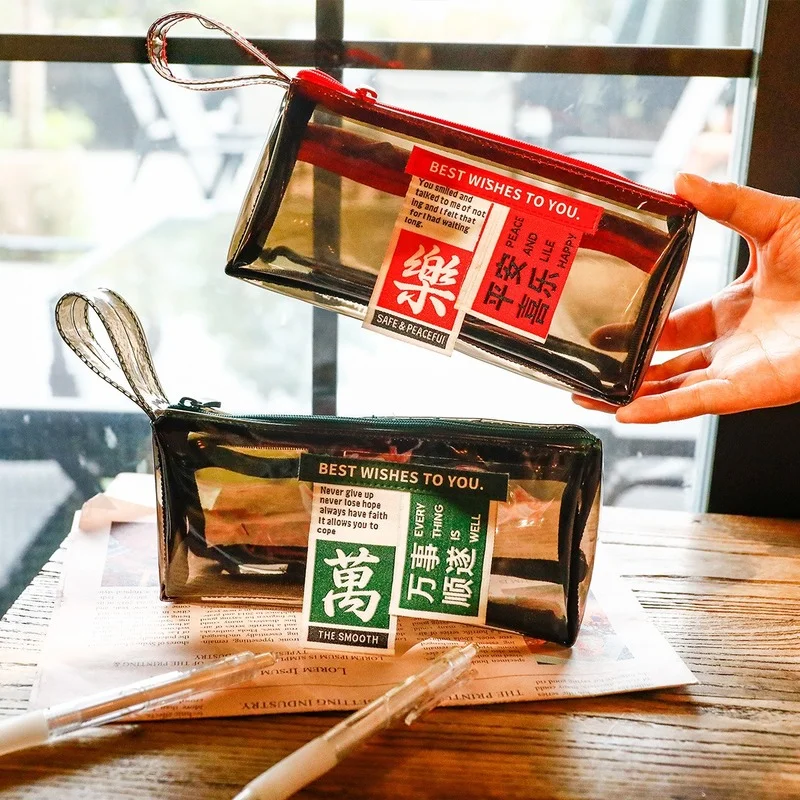 

Transparent Pvc Pencil Bag Large Capacity Cosmetic Case Portable Cute School Stationery Storage