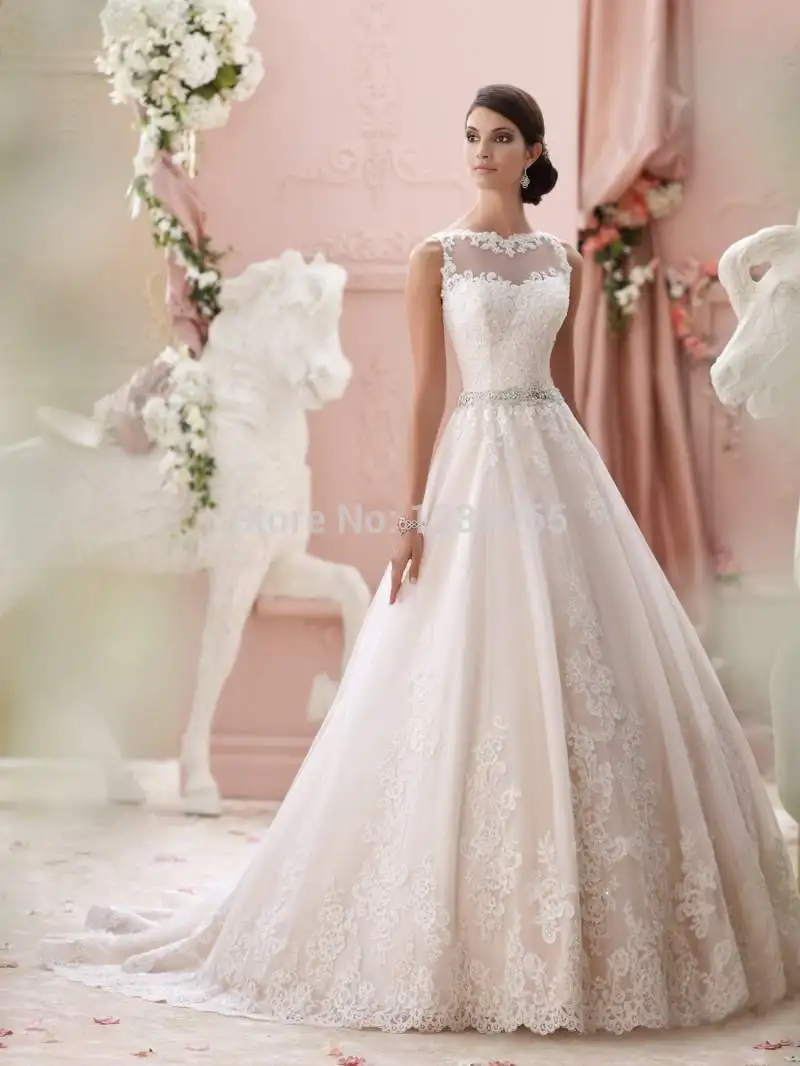 

custommade lace wedding dress 2015 free shipping sexy appliques vestido de noiva longo casamento romantic new crystal belt bride