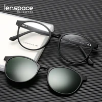 new ultra light magnetic polarized sunglasses men women fashion 2 in 1 retro round optical prescription glasses frame eyeglasses