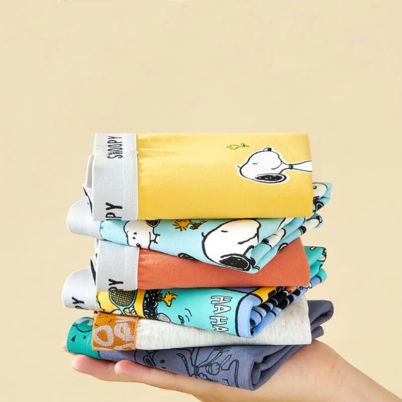 

Snoopy Cartoon Children Underwear Boys Plushie Cotton Antibacterial Breathable Boxer Four Corners Shorts Anime Plush Gift