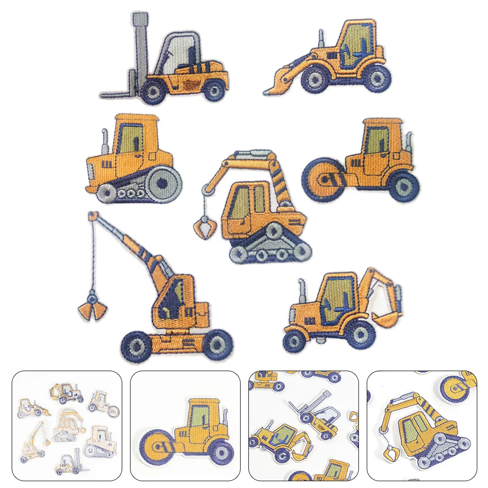 

7 Pcs Cartoon Cloth Stickers Kids Truck DIY Sewing Embroidery Patch Iron Clothing Repair Clothes Materials Polyester Child