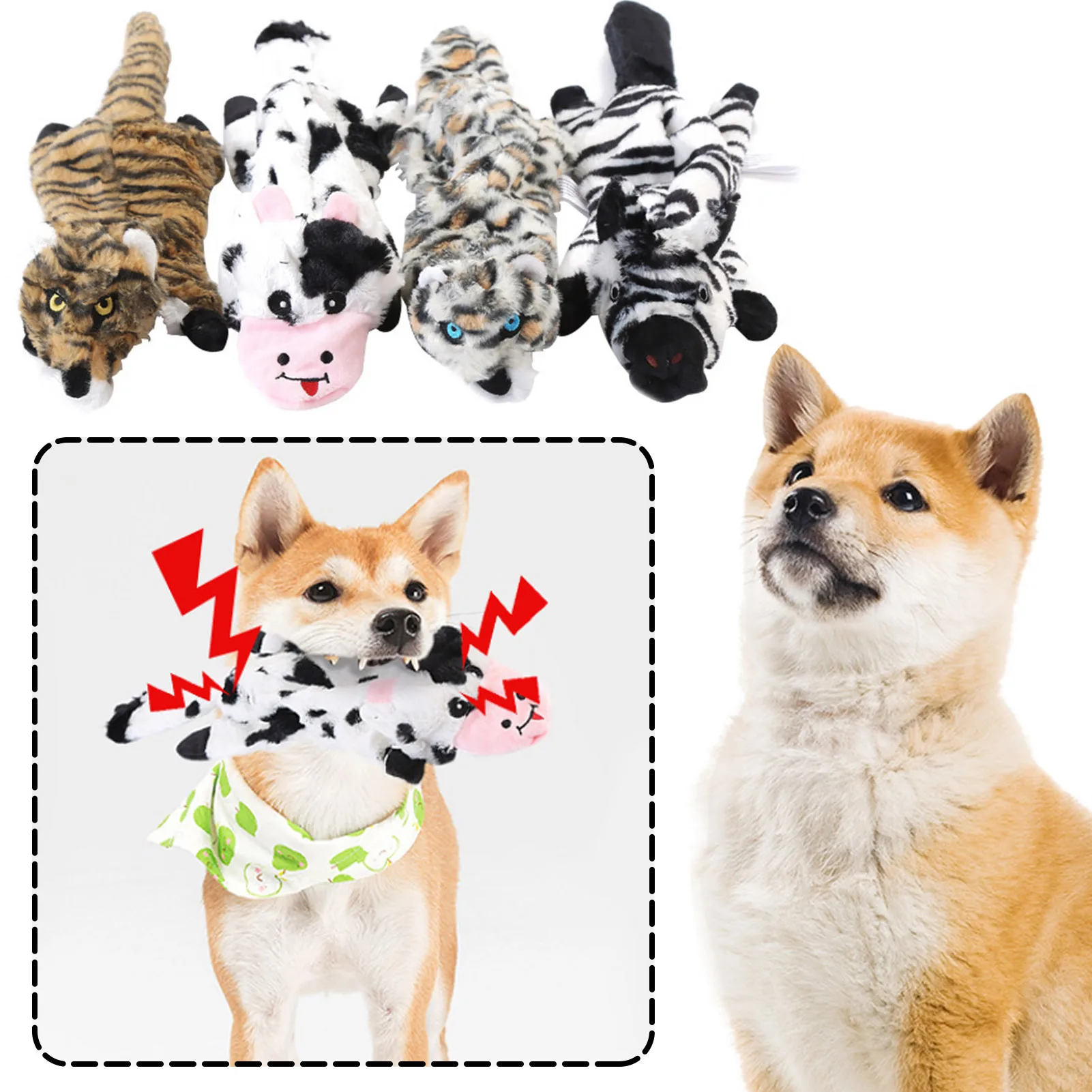 Crinkle Dog Toy Dog Puzzle Toys Durable Plush Dog Iq Training Toys Flat No Stuffing Puppy Toys For Small & Medium Breed