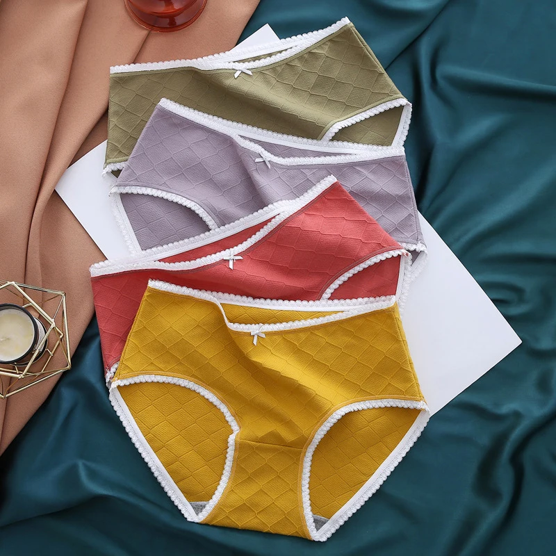 

Summer Antibacterial Briefs Mid Waist Cotton Underpants Women's Plus Size Panties Lingerie Breathable Underwear Female Intimates