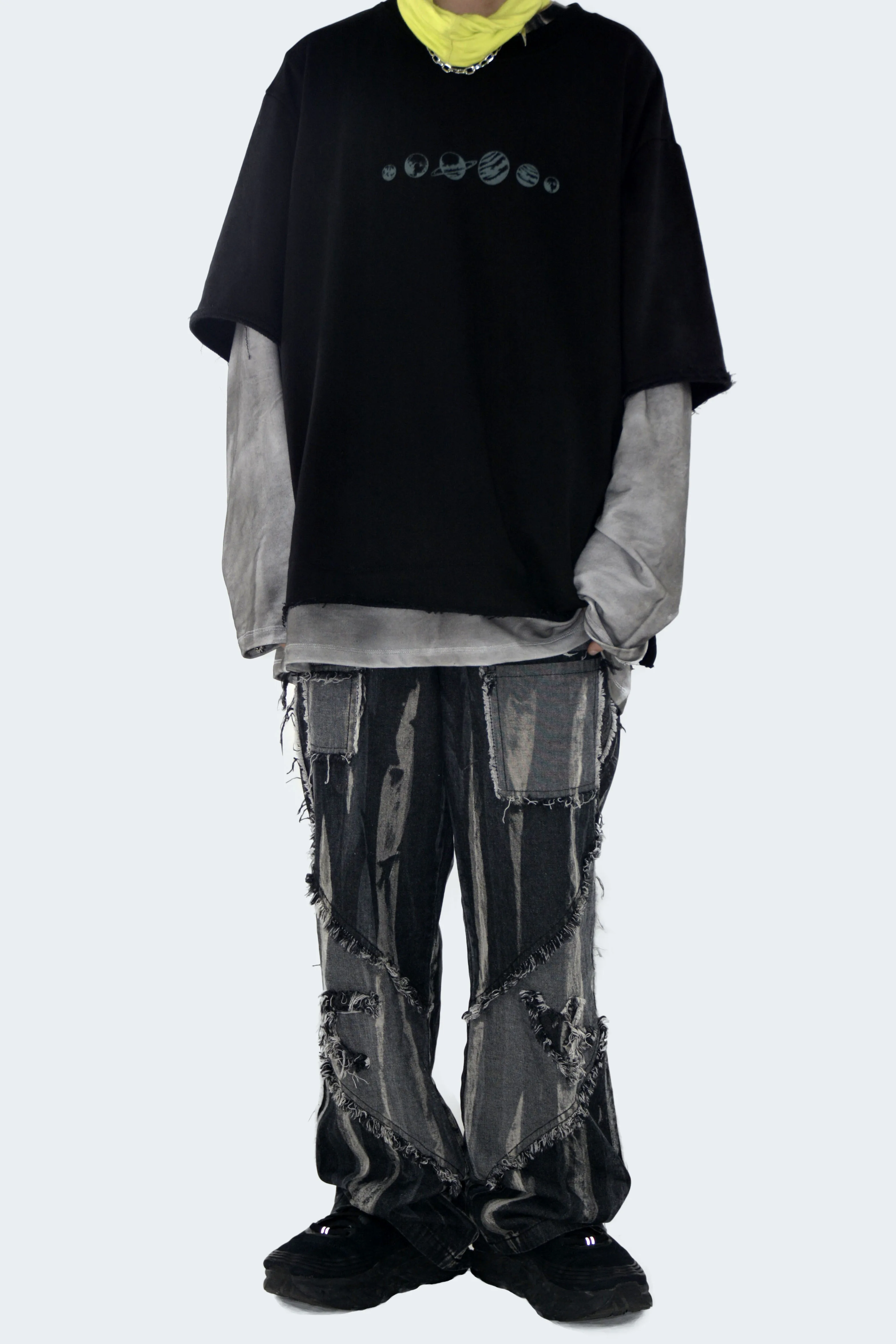 Y2K Emo Vintage Men Black Streetwear Ripped Baggy Straight Gothic Pants Hip Hop Grunge Jeans for Men Denim Trousers Alt Clothes
