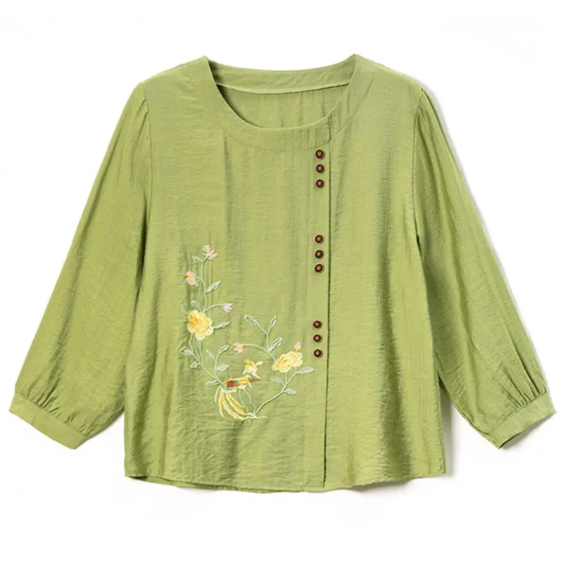 Блузка женская с вышивкой х/б рукавом 3/4