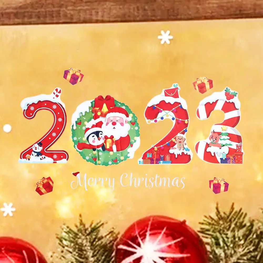 

Claus Merry Christmas Home Decoration 2023 New Year Party Gifts Window Sticker Christmas Ornaments Decals Wall Sticker