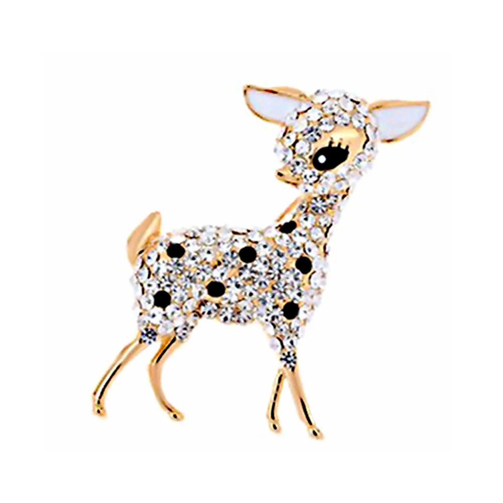 

Cute Deer Brooches For Women Luxury Crystal Animal Brooch Pins Female Corsage Jewelry Christmas Gift