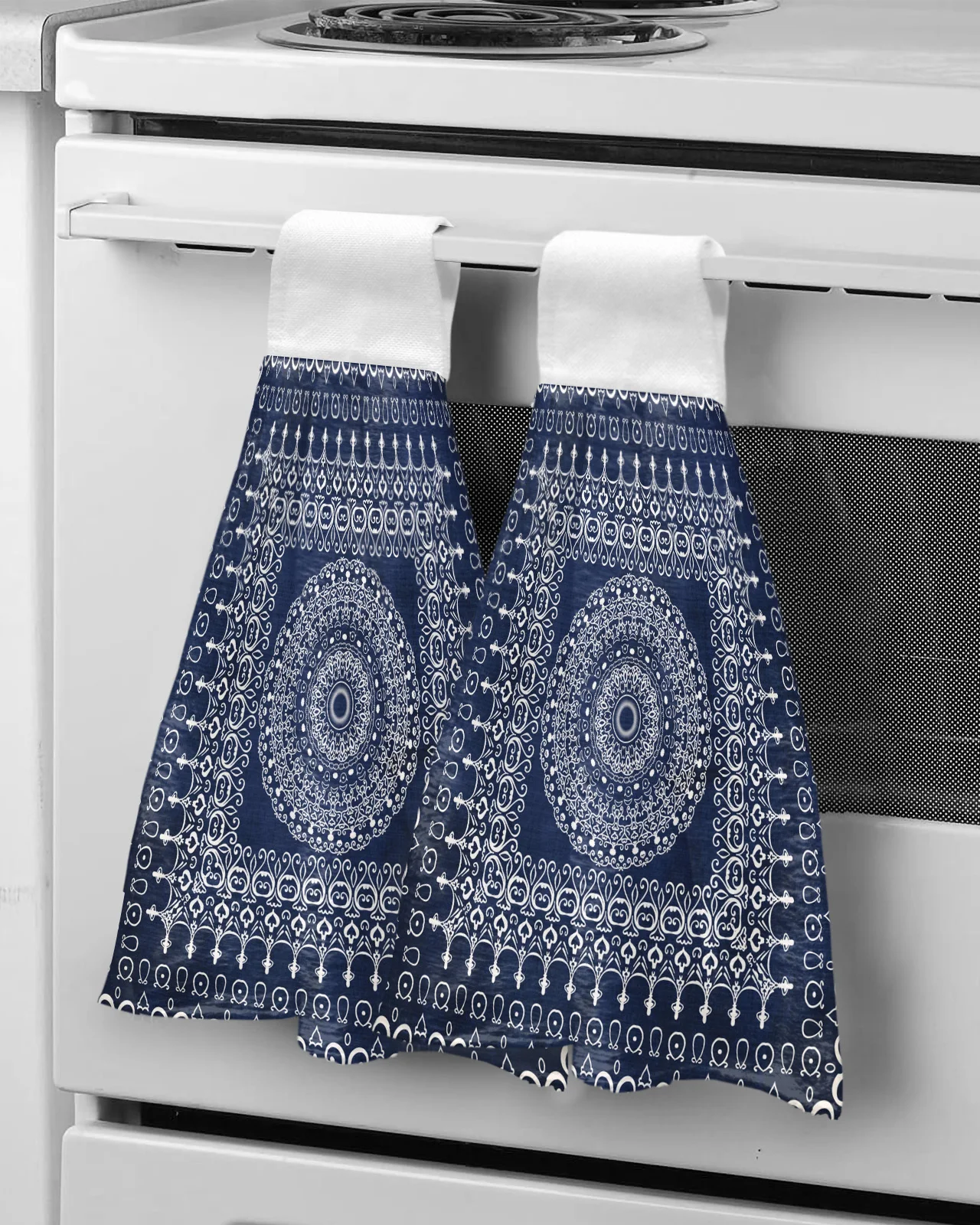 

Geometric Mandala Pattern Retro Hand Towel Microfiber Hanging Wipes Cloth Cleaning Towel Bathroom Kitchen Tools Accessories