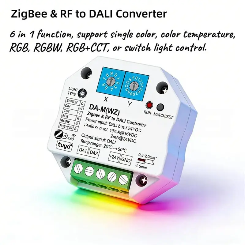 Фото 6 в 1 Zigbee&RF в DALI конвертер DA-M(WZ) с поддержкой Tuya APP Cloud / HUE / питанием от шины DALI или 24В для управления RGB+CCT RGBW-Y41A №4