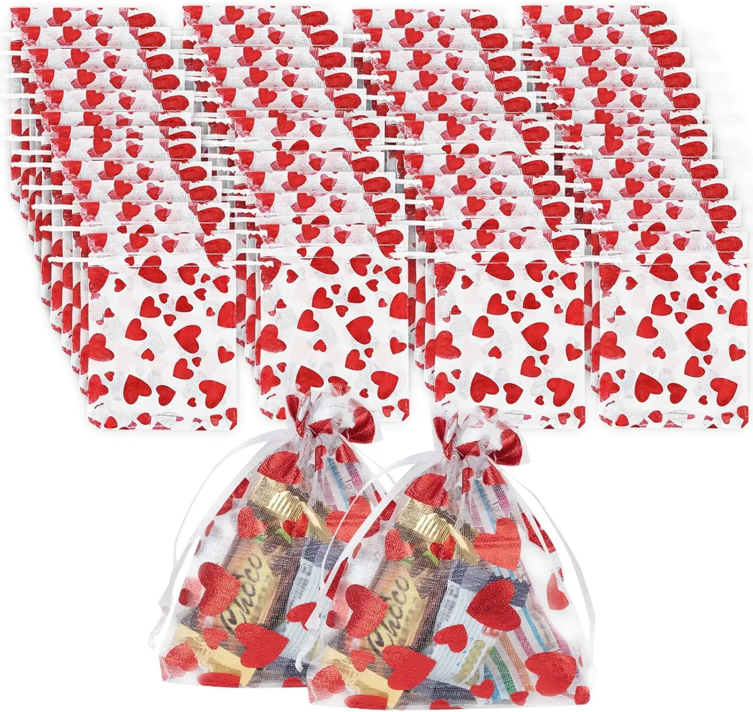 

MOONBIFFY Красные сумки из органзы с сердцем