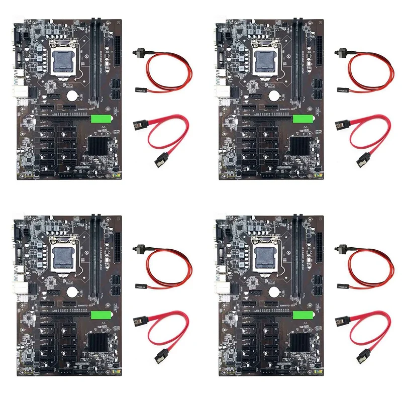 

HOT-4X B250 BTC Майнинг материнская плата с кабелем SATA + коммутационный кабель LGA 1151 DDR4 12xграфический слот для карты USB3.0 для майнинга BTC