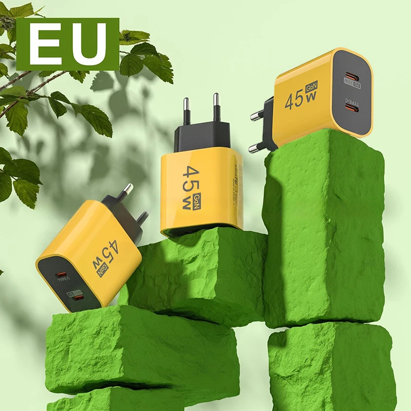 Двойное зарядное устройство для телефона Type-C 45 Вт Iphone Xiaomi Huawei Realme PD универсальный