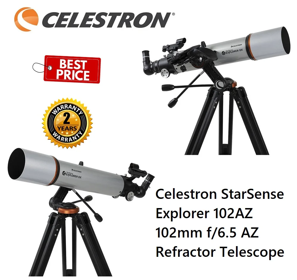 

Celestron StarSense Explorer DX 102AZ 102mm f/6.5 AZ Refractor Telescope Smartphone App for Star Navigation #22460