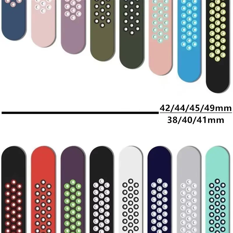 Фото Ремешки для Apple Watch 44 мм, 46 мм, 42 мм, 45 мм, 41 мм, 40 мм, Ultra 2, 49 мм, дышащий браслет Correa для iWatch Series 11, 10, 9, 8, SE, 7, 6, 5 №2