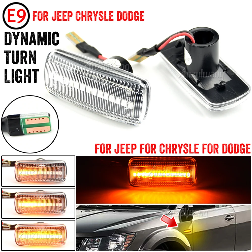 

2Pcs Dynamic LED Side Marker Light Blinker Turn Signal Lamps Indicator For Jeep Patriot Compass Commander Liberty Grand Cherokee