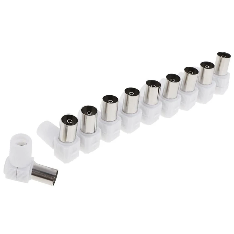 

10Pcs 9.5Mm 90 Degree Bend Antenna RF Male Connector For Coaxial Cable TV Antenna