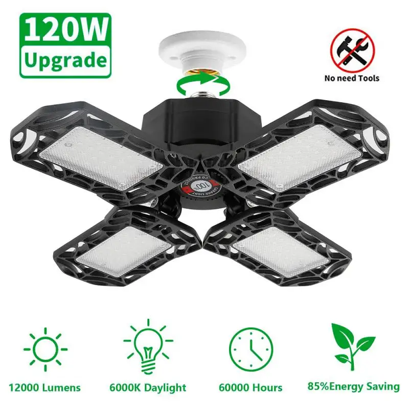 

120W E26/E27 Led Lamp Led Bulb Led Industrial Light Bulb Foldable Fan Blade Light Lighting For Living Room Garage Workshop Light